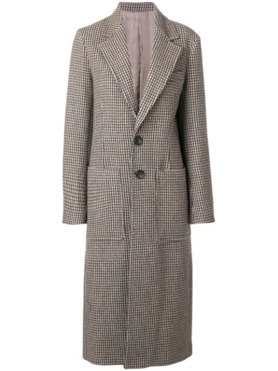 Shop Joseph Houndstooth Single Breasted Coat - Neutrals