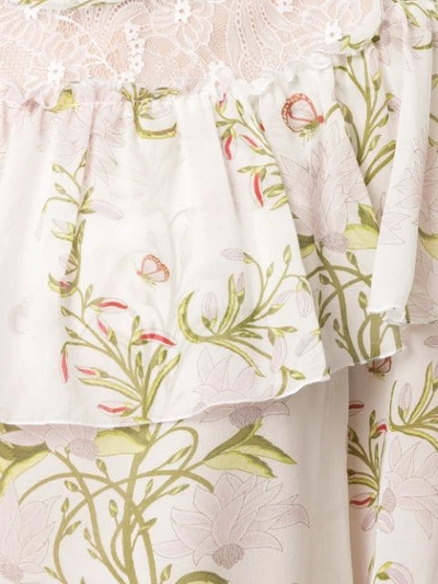 Shop Giambattista Valli Floral Printed Ruffle Detail Blouse In White