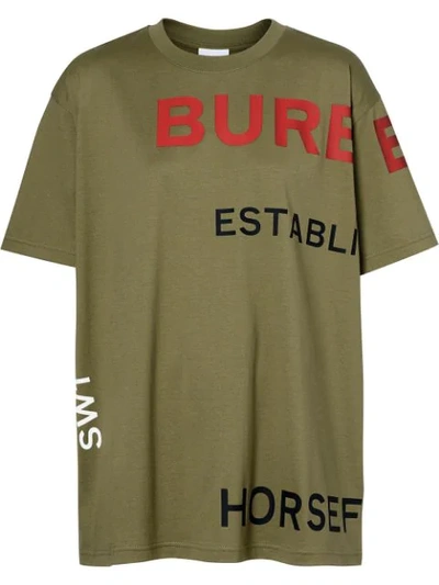 BURBERRY HORSEFERRY印花超大款T恤 - 绿色