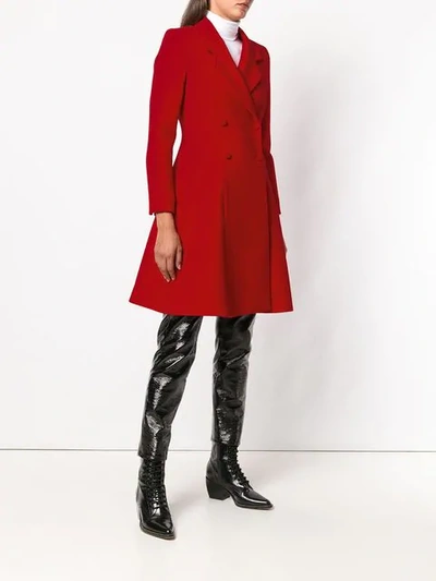 Shop Styland Flared Double-breasted Coat In Red