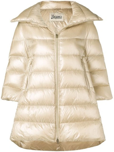 Shop Herno Padded Zipped Coat In Neutrals
