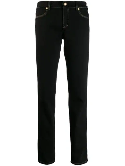 Shop Versace Jeans Couture Contrast Stitching Jeans In Black