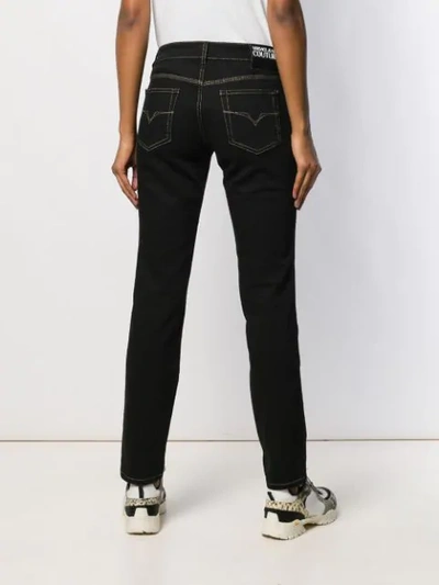 Shop Versace Jeans Couture Contrast Stitching Jeans In Black