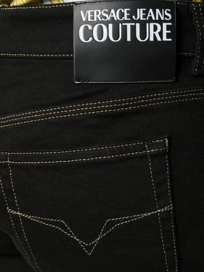 Shop Versace Jeans Couture Contrast Stitching Jeans In Black