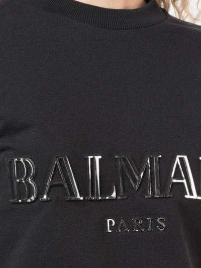 Shop Balmain Logo Appliqué Sweatshirt In Black