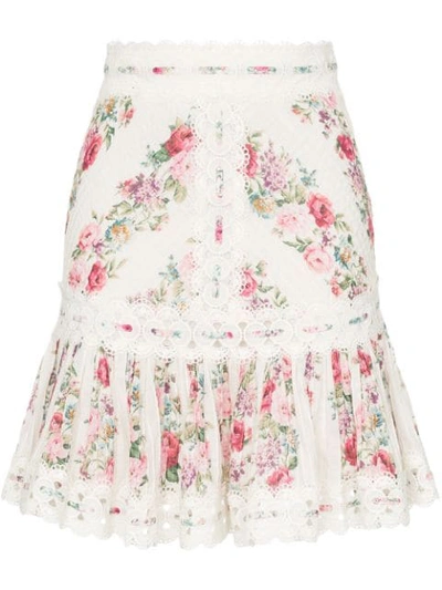 Shop Zimmermann Honour Floral Print Skirt In Multicolour