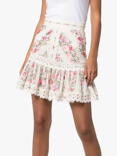 Shop Zimmermann Honour Floral Print Skirt In Multicolour