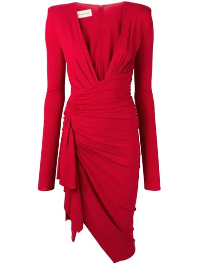 Shop Alexandre Vauthier Ruched Mini Dress In Red