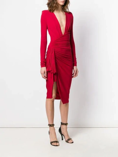 Shop Alexandre Vauthier Ruched Mini Dress In Red