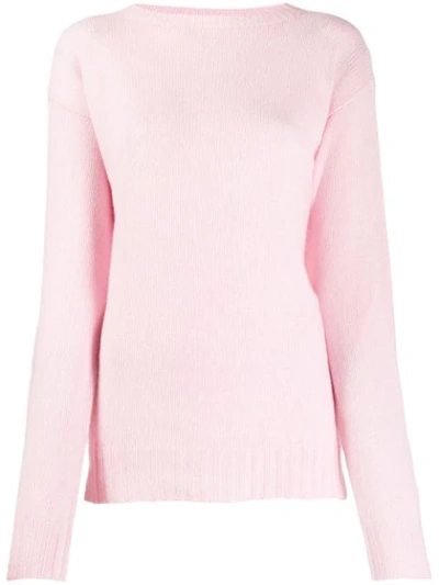 Shop Prada Ribbed Crew Neck Knitted Top In Pink