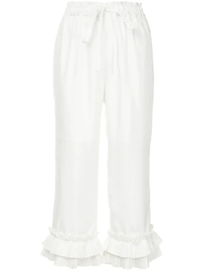 Shop Clu Ruffle Cropped Trousers In White