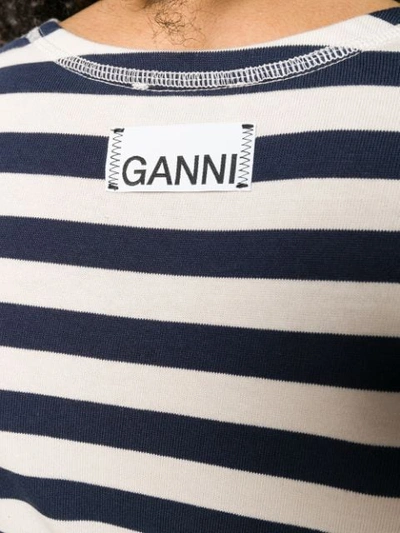 Shop Ganni Striped T-shirt In Blue
