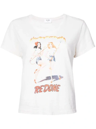 Shop Re/done Devil Girls Graphic Tee In Vintage White