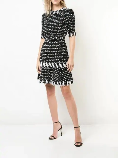 Shop Oscar De La Renta Short Two-tone Dress In Black