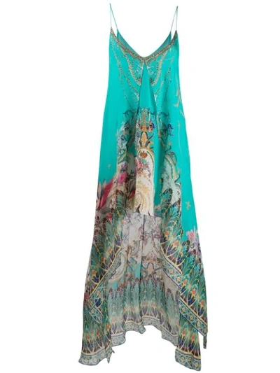 Shop Camilla Sheer Overlay Dress In Blue