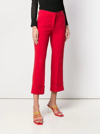 Shop L'autre Chose Slim Turn Up Trousers In Red