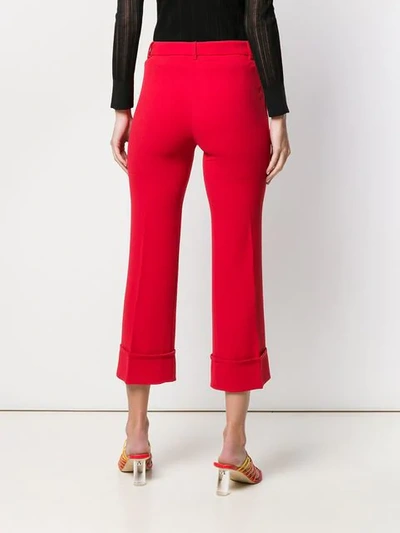 Shop L'autre Chose Slim Turn Up Trousers In Red
