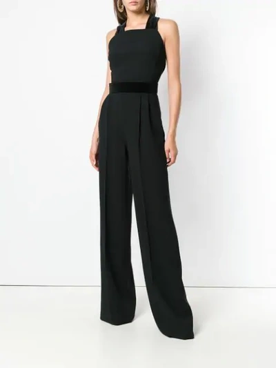 Shop Max Mara Velvet Trim Jumpsuit In Black