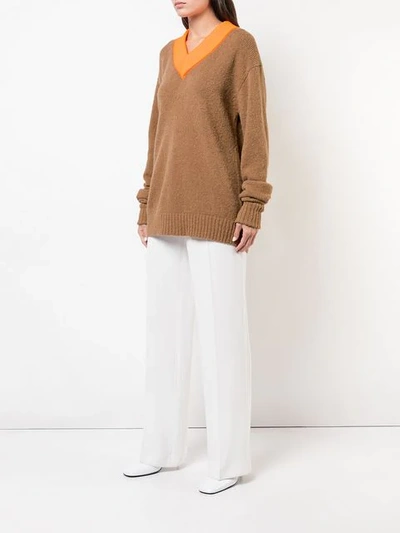 Shop Tibi Loose Fitted Sweater In Brown