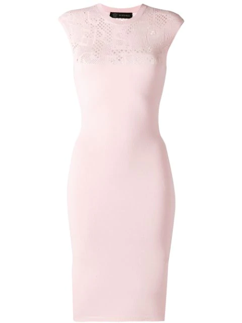 pink fitted midi dress
