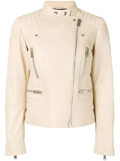 Shop Belstaff Sidney Leather Jacket In Neutrals