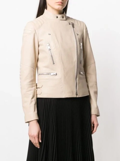 Shop Belstaff Sidney Leather Jacket In Neutrals