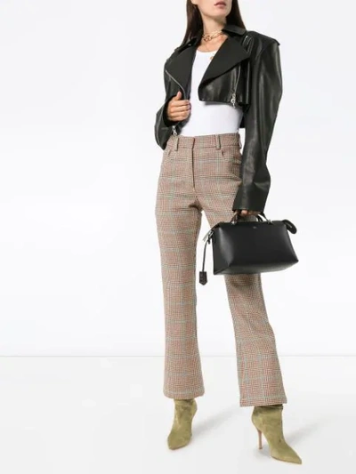 OFF-WHITE HIGH-WAISTED HOUNDSTOOTH TROUSERS - 多色