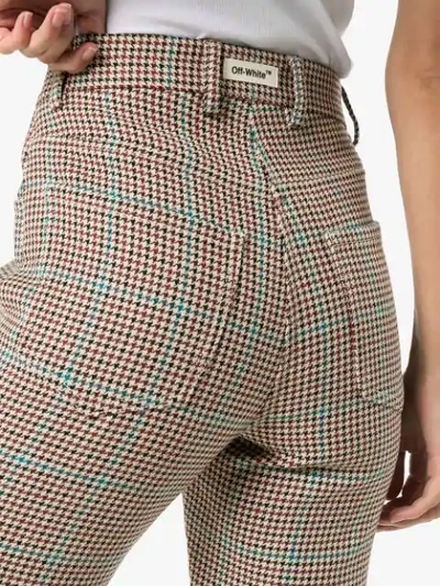 Shop Off-white High-waisted Houndstooth Trousers In Multicolour
