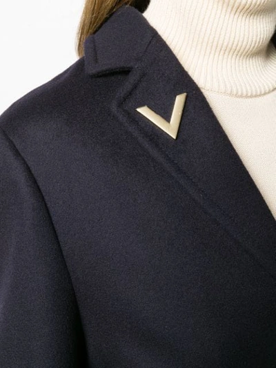 VALENTINO V角领饰单排扣大衣 - 蓝色
