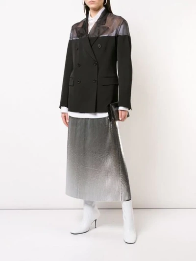 Shop Maison Margiela Tonal Pleated Maxi Skirt In Silver