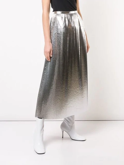 Shop Maison Margiela Tonal Pleated Maxi Skirt In Silver