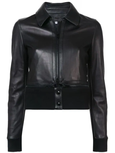 Shop Givenchy Cropped Biker Jacket In Black
