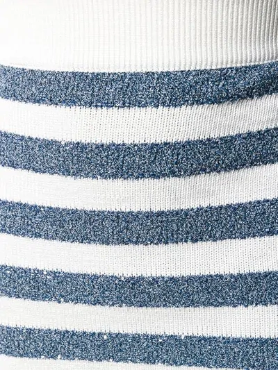Shop Balmain Striped Skirt In Blue