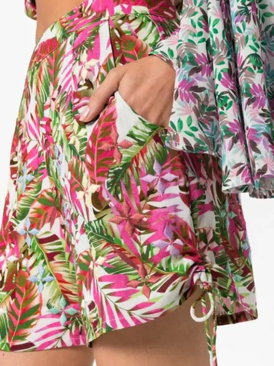 Shop All Things Mochi Tropical Print Side Tie Cotton Shorts In Pink
