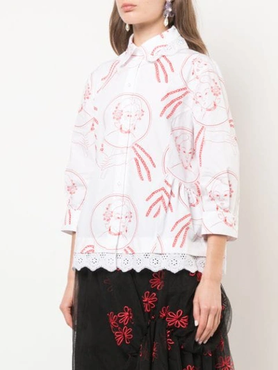 Shop Simone Rocha Oriental Print Shirt In White