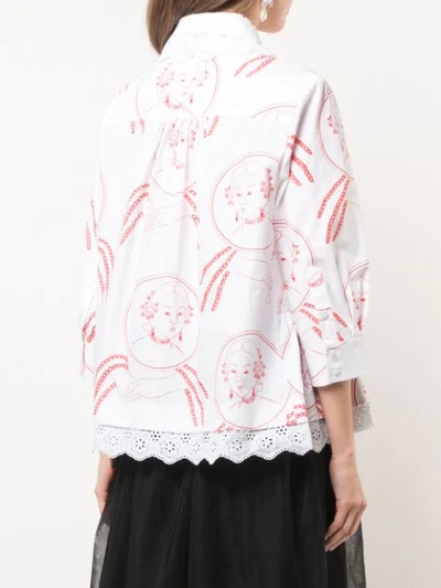 Shop Simone Rocha Oriental Print Shirt In White