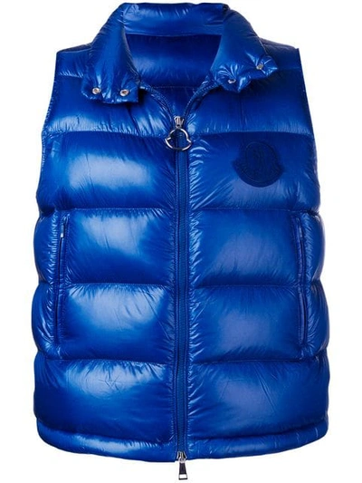 Shop Moncler Daunenweste Mit Reissverschluss In Blue