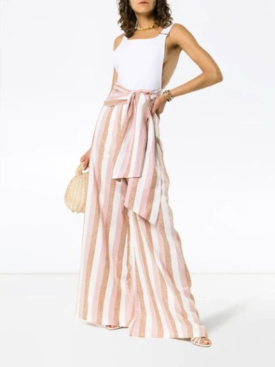 Shop Adriana Degreas Porto Tie Waist Wide Leg Trousers In Pink