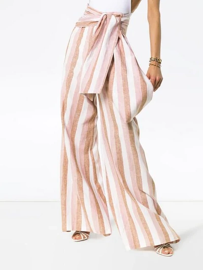 Shop Adriana Degreas Porto Tie Waist Wide Leg Trousers In Pink