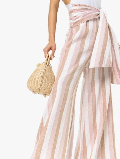 Shop Adriana Degreas Porto Tie Waist Wide Leg Trousers In Pink