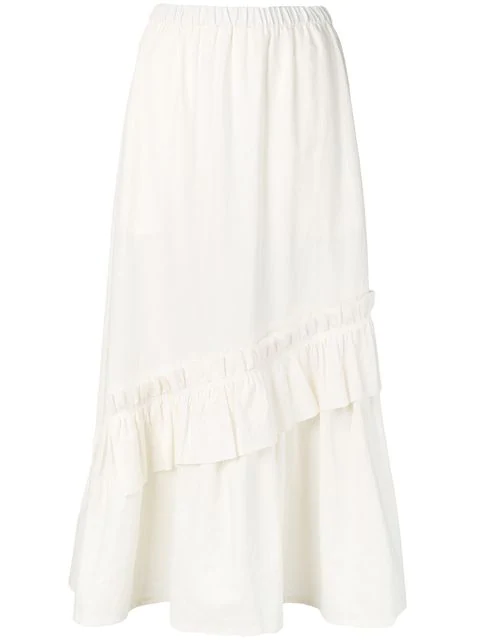 Neul High Waisted Ruched Skirt In White | ModeSens