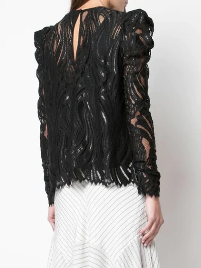 JONATHAN SIMKHAI LACE STRUCTURED SHOULDER TOP - 黑色