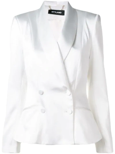 Shop Styland Double-breasted Blazer In White