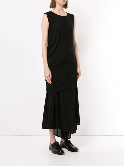 Shop Yohji Yamamoto Ruched Long Tank Top - Black