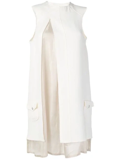 Shop Courrèges Layered Slit Sleeveless Dress In White