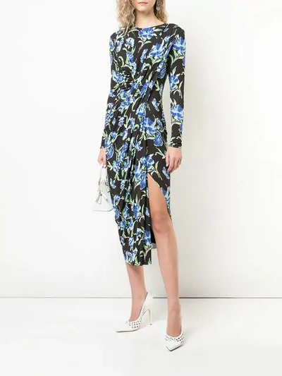 Shop Jason Wu Collection Floral Print Midi Dress In Black