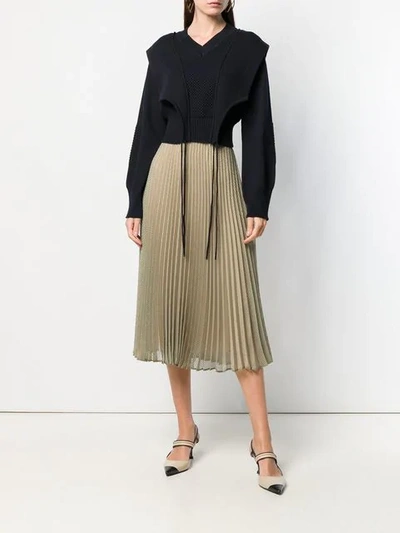 Shop Fendi Pleated Textured Skirt In F07g8-avocado