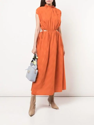 Shop Fendi Cut-out Detail Dress In Orange