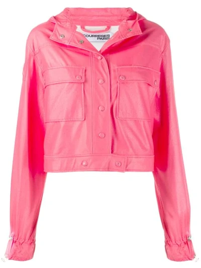 Shop Courrèges Cropped Hooded Jacket In Pink