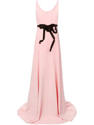 Shop Gucci Floral Embellished Gown In Pink